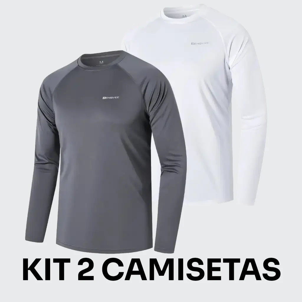 Kit 2 Camisetas Manga Longa Esportiva Dry Fit